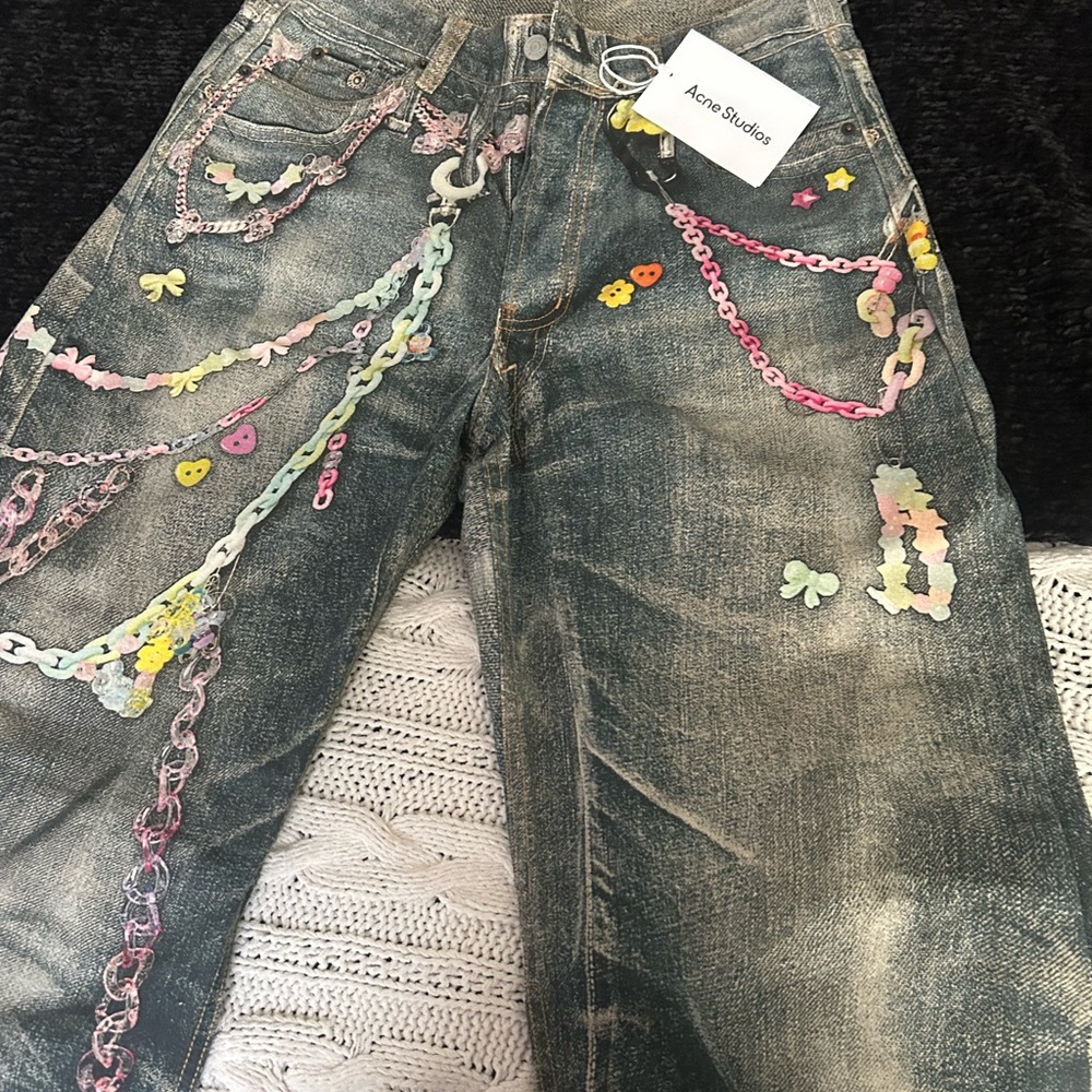 Acne Women's Colorful Chain Embellished Jeans